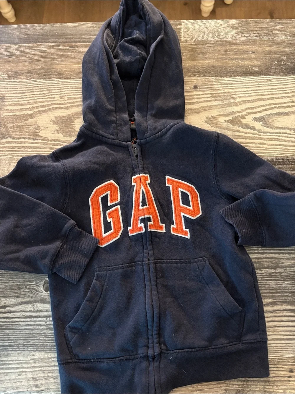 GAP Navy Hoodie with Orange Lettering